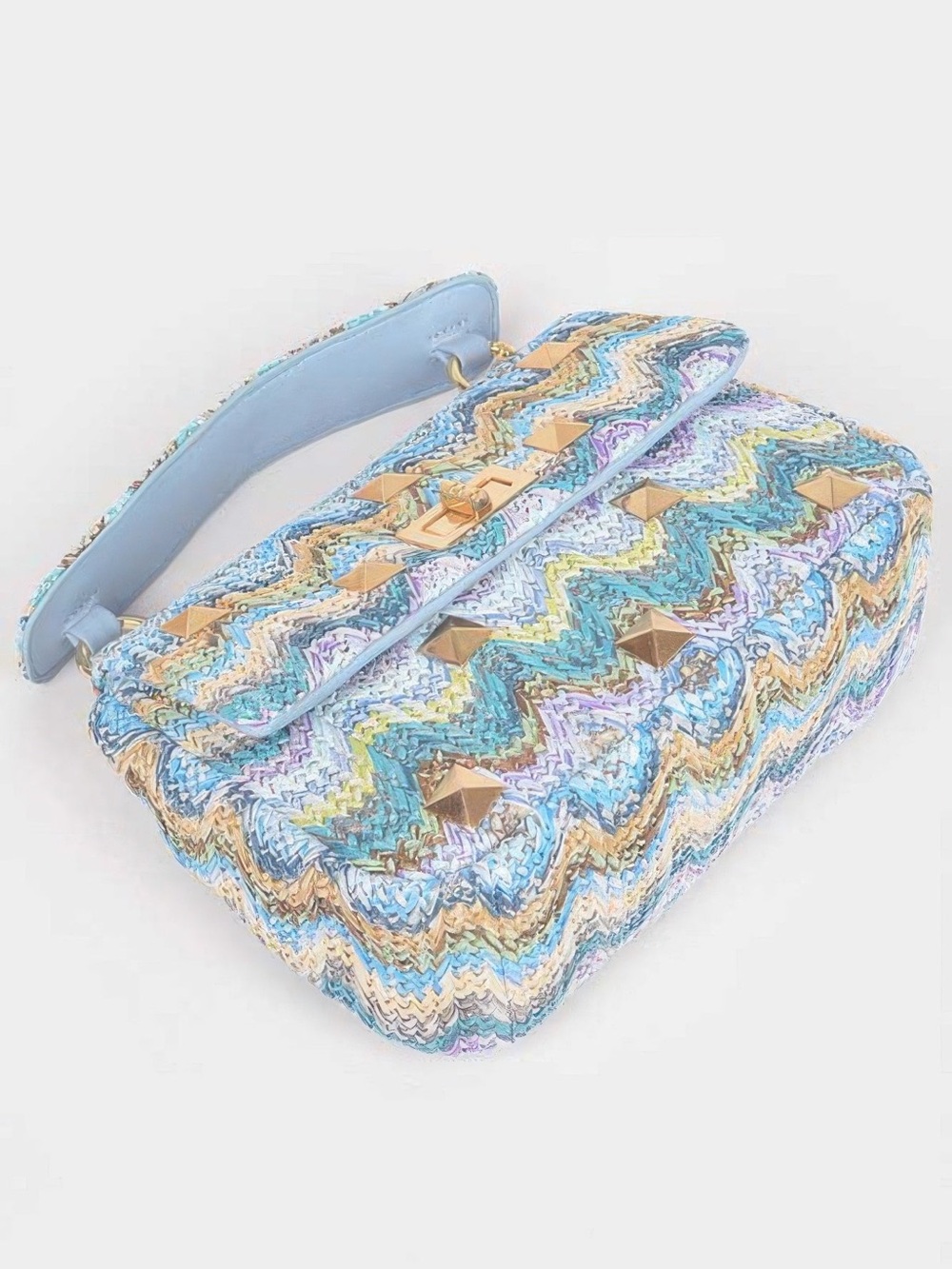 Faux Straw Flap Top Handle Bag - Picture 4 of 6